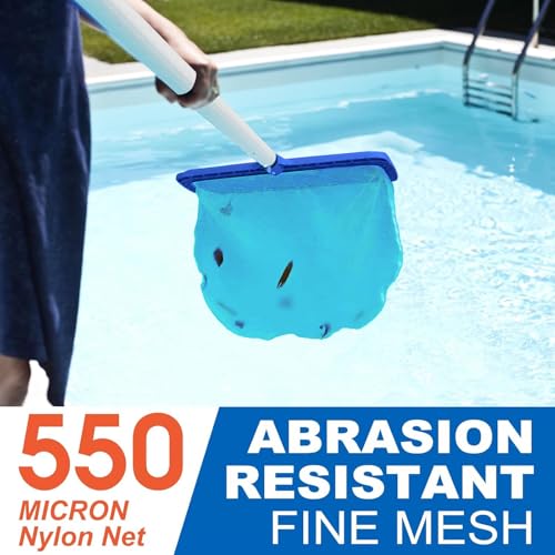 Professional Pool Net, Upgraded Self-Repair Heavy Duty Nylon Mesh, Pool Skimmer Net with Extra Wide Scoop Edge, Pool Nets for Cleaning Leaves, Debris(No Pole)