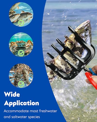 Pawfly 2 Pcs Fish Grippers, Non-Slip 2 or 3 Claw Fishing Pliers, Metal & ABS Plastic, Multifunctional Fish Control Clamps