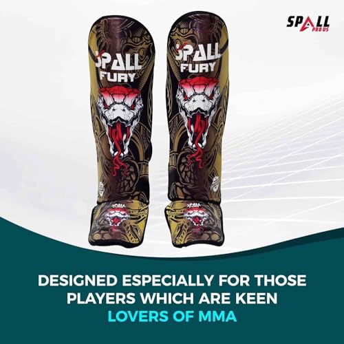 Muay Thai Shin Guards for Kickboxing Martial Arts BJJ Boxing Equipment MMA Training and Sparring Leg Guard with Instep Protection Pads - color: Fury-Golden, size: Large/Xlarge