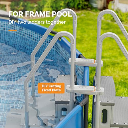 VINGLI Pool Ladder for Above Ground Pools 4-Step, Safety Stair - Full Gray - color: Full Gray, size: 4 Steps