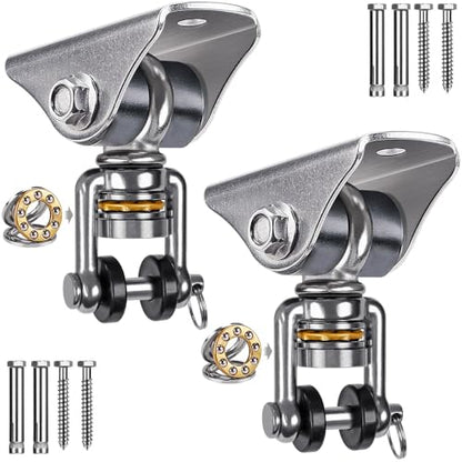 SELEWARE Silent Swing Hangers Stainless Steel Bearing Swing Hook 2 Pack - color: Silver ( 2 Pack 360° Bearing Swing Hanger )