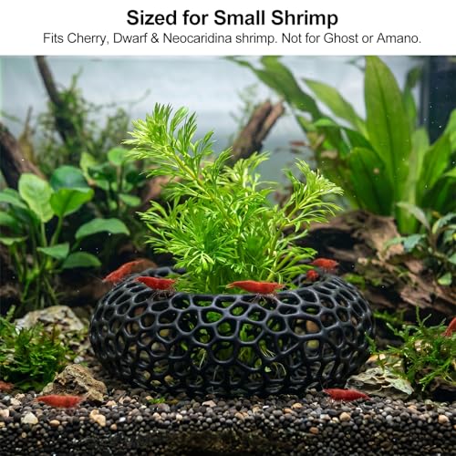 2 Pack Shrimp Cave for Aquarium, Shrimp Hide and Hideout for Cherry Shrimps, Fish Tank Accessories for Breeding & Molting and Hiding & Resting, Realistic Aquarium Caves and Hideouts (Black)