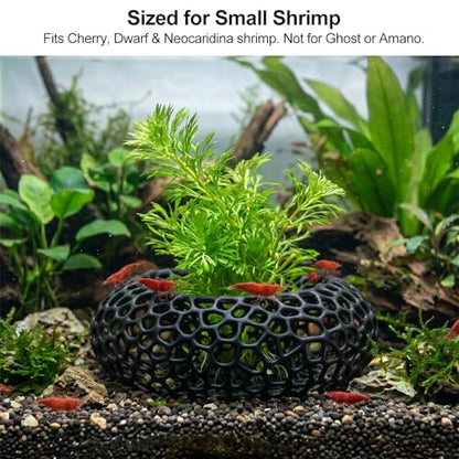 2 Pack Shrimp Cave for Aquarium, Shrimp Hide and Hideout for Cherry Shrimps, Fish Tank Accessories for Breeding & Molting and Hiding & Resting, Realistic Aquarium Caves and Hideouts (Black)