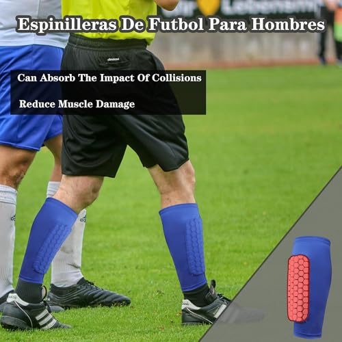 Soccer Shin Guards Pads for Youth Adult - color: Blue, size: Large