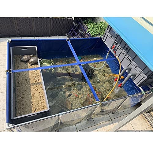 Above Ground PVC Fish Pond with Transparent Window, Drain Valve, & Durable Canvas - Multifunctional Water Tank Cistern for Temporary Aquatic Culture - size: 150x100x61cm