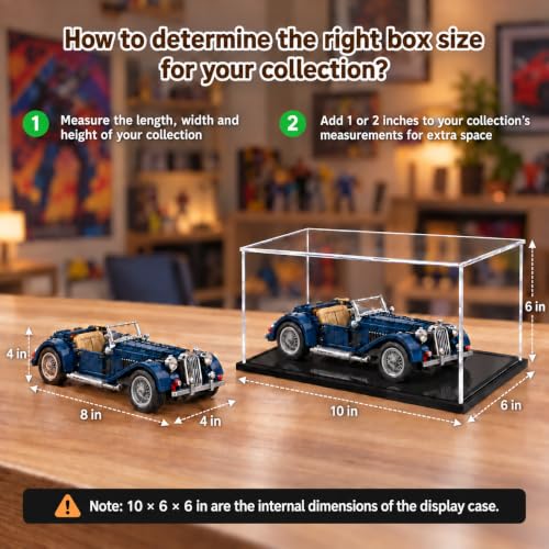 Acrylic Display Case for Collectibles, Clear Display Box 10x6x6in - size: 10 x 6 x 6 inches