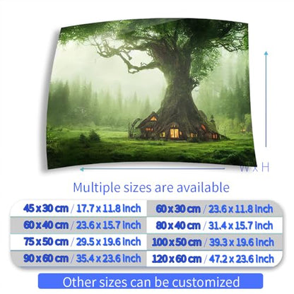 Aquarium Background Stickers - Tree Cabin Forest - Fish Tank Reptile Terrarium Decor Poster (60 x 40 cm / (23.6 x 15.7 inches)) - size: 60 x 40 cm / (23.6 x 15.7 inches)