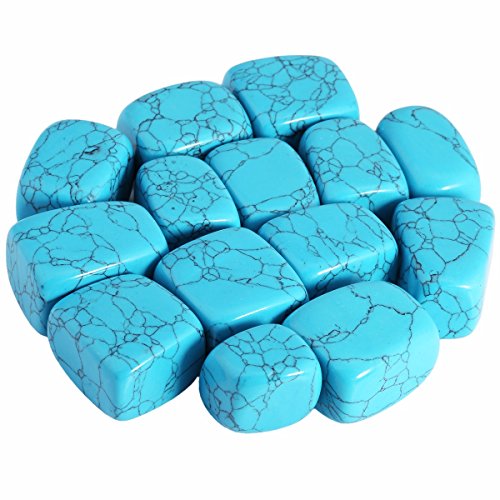 Rockcloud 1 lb Tumbled Polished Stones Gemstone Supplies for Wicca,Reiki,Healing Crystal,Blue Howlite Turquoise - color: Blue