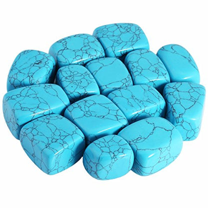 Rockcloud 1 lb Tumbled Polished Stones Gemstone Supplies for Wicca,Reiki,Healing Crystal,Blue Howlite Turquoise - color: Blue
