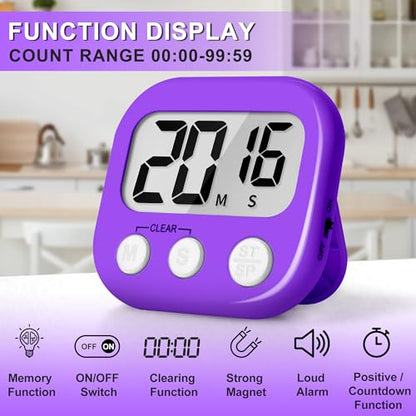 ZILLEEN Classroom Timer for Kids Teachers 2 Pack Digital Timers Pur Ye - color: Purple & Yellow
