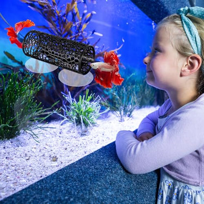 Betta Tunnel Black - Betta Fish Tank Accessories Hollow Hammock Hideout Tube Shelter Black Bettas Fishs Tunnel Hammock with Suction Cups for Small Fish & Shrimp, Aquarium Decor & Hideout Tube