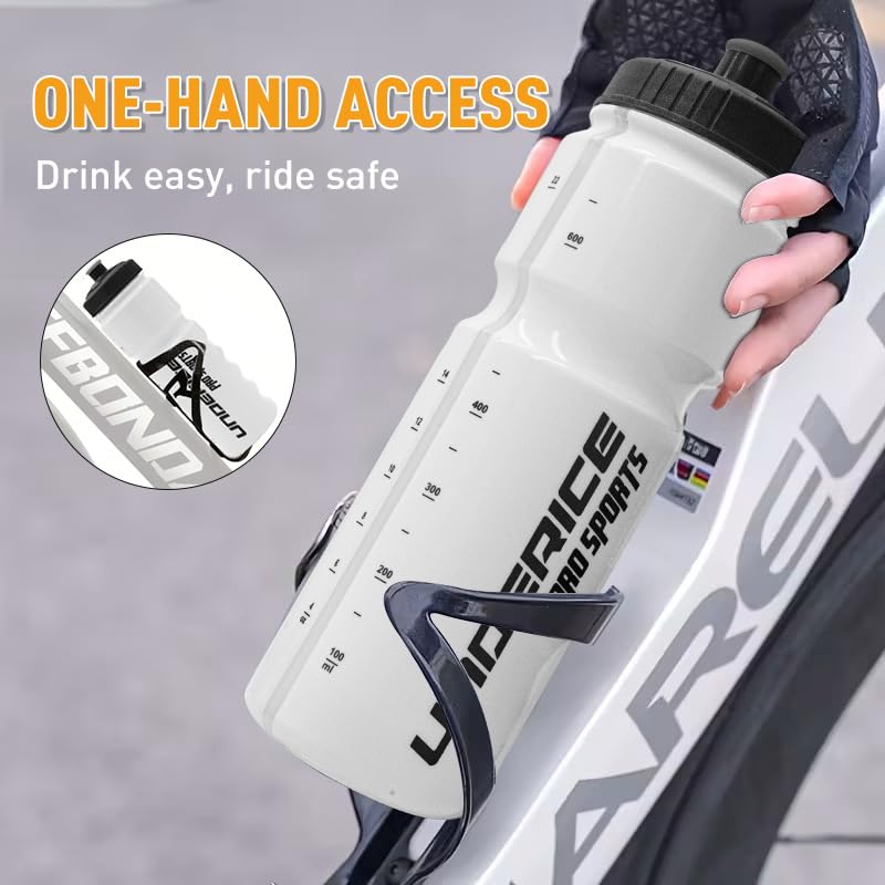 UICE Hockey Water Bottle 25.3oz 2 Pack - Leakproof Sport Water Bottles with Short/Long Nozzle Lids for Hockey/Lacrosse/Baseball/Softball/Football/Fitness,Black