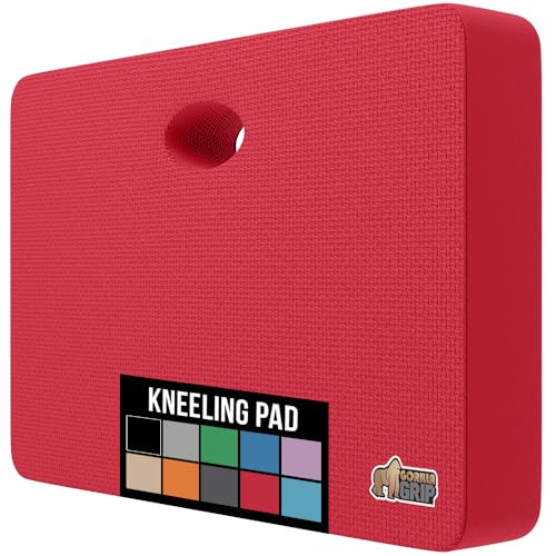 GORILLA GRIP® Extra Thick Supportive Foam Kneeling Pad, Large Cushion Heavy Duty Knee Pads for Gardening, Baby Bath Time, Dirt and Water Resistant, Workout and Garden Supplies, 17.5x11, Red - color: Red