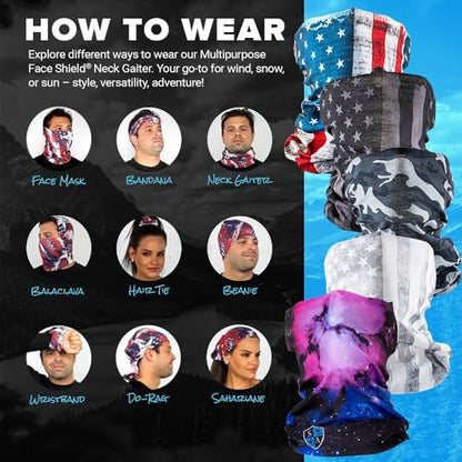 S A Soul of Adventure Single UV Face Shield | UV 30+ Multipurpose Neck Gaiter Balaclava for Adults - color: Blackout American Flag