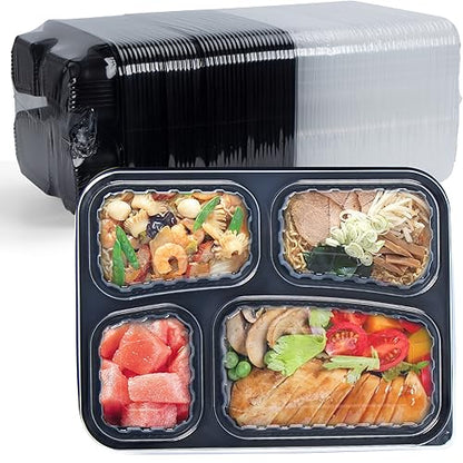 To Go Containers 40 Pack 34oz - Shrink-Wrapped Ready to Use | 4-Compartment Leak-Resistant No Pre-Wash | BPA Free Shatterproof Flexible PP | Microwave Safe, Catering & Leftover Storage - size: 34 oz