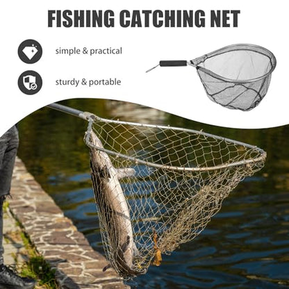 Small Handheld Fishing Net Fish Catch Net with Handle Portable Lightweight Fish Landing Tool for Freshwater Black Gray Mesh for Fishing and Catching