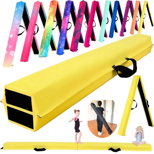 Marfula 6 FT / 8 FT / 9 FT Folding Gymnastics Beam Foam Balance Floor Beam - color: Light Yellow, size: 9 Ft