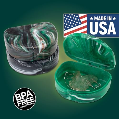Practicon Marble Retainer Cases, Orthodontic Aligner Case, Mouth Guard Holder (3 Pack) (Woodland) - color: Woodland