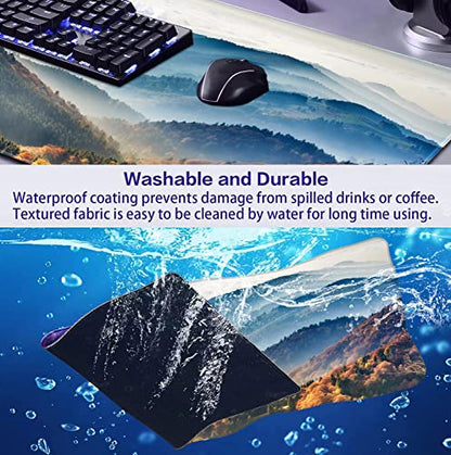 Large Mountain View Patterned Mouse Pad, Anti Slip Gaming Keyboard Desk Pad | The Surface Of The Mouse Pad Is Designed With Fiber Woven Material, And The Base Is Made Of Natural Anti Slip Rubber. - color: Mountain Landscape