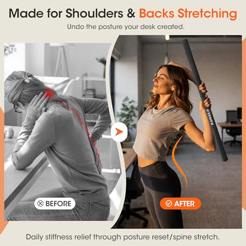 Yoga Stick, Upgraded 5ft Sturdy Steel Mobility Stick, Adjustable Exercise Equipment for Stretching, Flexibility & Balance, Physical Therapy & Posture Correction, Shoulder & Back Relaxation