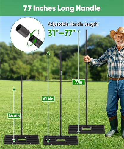 Lawn Leveling Rake 44x10 inch, Heavy Duty Lawn Leveler Tool with 77” Adjustable Long Handle, Powder-Coat Steel Garden Rake, Ground Leveler for Yard Smoothing Soil Grass Dirt Sand, Black - style: L-44x10in