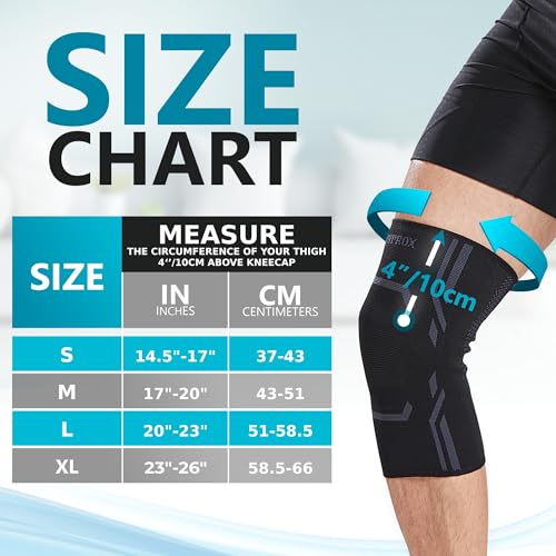 Bodyprox Knee Compression Sleeve for Men and Women (4 Pack), Knee Support Brace for Running and Work out (Large) - size: Large (Pack of 2)