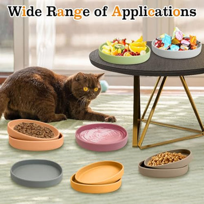 Silicone Cat Bowl 2 Pcs Non-Slip Cat Dish for Dry Food and Wet Food Shallow Relief Whisker Fatigue Pet Bowls Plates Set for Kittens, Small Cats and Dogs (Red) - color: 2 Pcs - (Red)