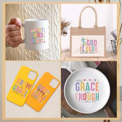 Bible UV DTF Cup Wraps - 20 Sheet Bible Verse UV DTF Transfer Decals, Christian UVDTF Cup Wraps for Glass, Flower Waterproof Transfer Sticker, Religious DIY Crafts - color: Bible684