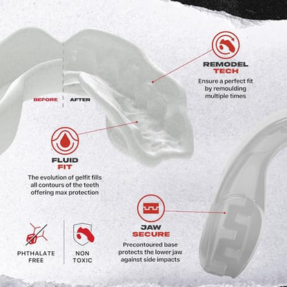 SAFEJAWZ Mouth Guard, Slim Fit Mouthguard for Adult & Youth with Case - color: Clear, size: Adult (12+ Years)
