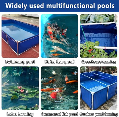 Large Outdoor Fish Holding Tank - Durable PVC Canvas, Steel Frame, Koi Pond & Turtle Aquarium, Easy Setup, Perfect for Garden & Backyard Use White 2×1×0.8m(6.5×3.3×2.6ft)