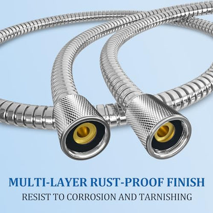 FEELSO 71 Inches Stainless Steel Shower Hose, Extra Long Replacement Hose for Handheld Shower Head with Brass Insert and Nut, Flexible and Durable Shower Hose Extension for RV and Bathroom - color: Silver