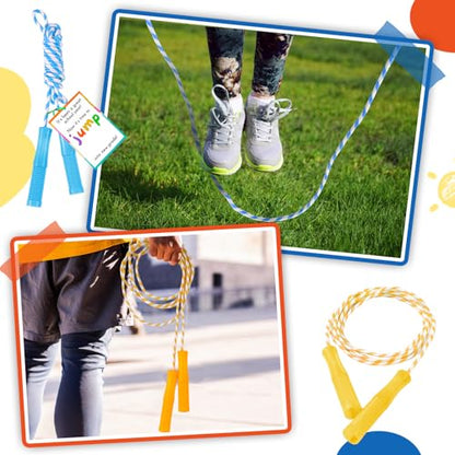 Soulchen 12 Sets Jump Rope Adjustable with Card Tag Rainbow Year-End Gift