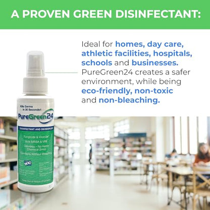 PureGreen24 Disinfectant Spray |Kills COVID-19 Norovirus RSV | Starter Pack