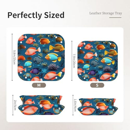 Submarine Reef Fish Leather Storage Tray Small Stylish and Personalized Small Items and Cosmetics Organizer