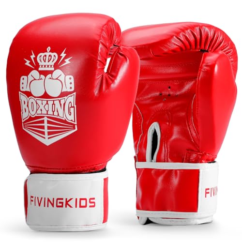 Kids Boxing Gloves for Sparring,Punching Bag,MMA Training,Ages 3-15 - color: Red-White, size: 6 oz