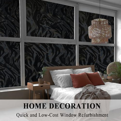 Blackout Window Film Stainded Glass Ocean Waves 100% Light Blocking Privacy Sliding Door Tint Static Cling Heat Control Removable Anti UV Cover Decal Room Darkening Home Office,35x78.7in. - color: Blackout Stained Ocean Waves, size: 35''x78.7''
