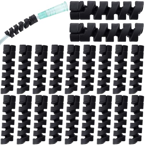 20 Packs Oxygen Tube Support Crimp Straightener, Retractable Oxygen Tubing Support for Portable Oxygen Concentrator, Oxygen Tubing Reels Supplies for Nasal Cannula - Black - color: Black, 20pcs