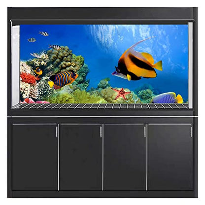 Aquarium Poster, 3D Effect Fish Tank Sticker Underwater World Deep Sea Fish Background Sticker Thicken PVC Adhesive Static Cling Backdrop Fish Tank Decorative Paper,122x46 cm - size: 122x46 cm