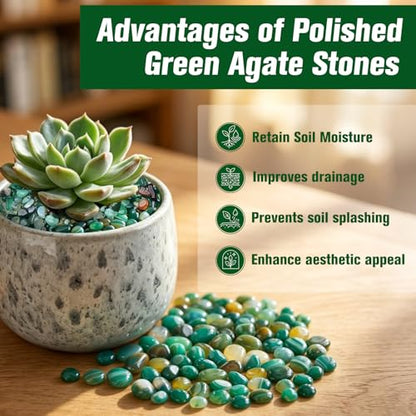 8LB Green Agate Stones 0.35"- 0.6" Aquarium Gravel for Fish Tank Natural Landscaping Pebbles Decorative Polished Stones for Plants Home Decor DIY Handmade & Vase Filler - size: 8 LB, style: Green Pebbles