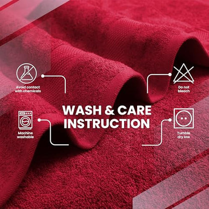 Infinitee Xclusives 100% Ring-Spun Cotton Bath Towels for Bathroom - Pack 4 - color: Burgundy, size: Bath Towels - 4 Pack
