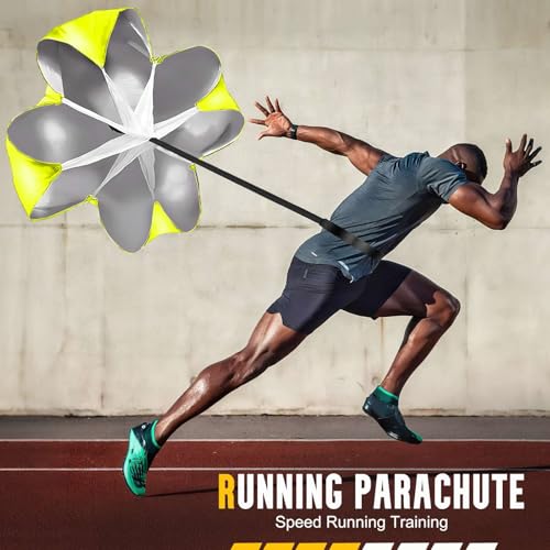 Agility Ladder, Soccer Training Equipment Set, 4 Agility Hurdles, 20ft Speed Ladder, Running Parachute, 12 Football Cones, Jump Rope | Soccer Basketball Athletes Speed Training - color: Yellow