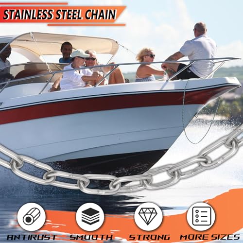 Stainless Steel Coil Chain,5MMx11.8 Inch Stainless Steel Chain - color: 11.8 IN, size: 5MM