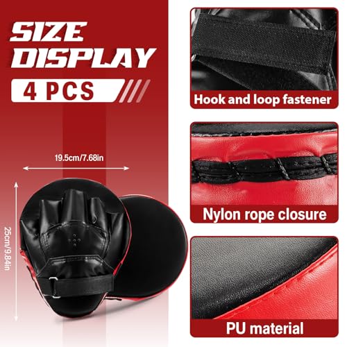 Foilswirl 2 Pairs Boxing Gloves and Punching Mitts Set - color: Red & Black