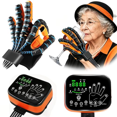 9th Gen Hand Rehabilitation Robot Gloves for Stroke Recovery | Home Physical Therapy for Hand Weakness & Hemiplegia, Finger Exerciser with 4 Modes Training & 5 Independent Air Valves - color: Black - Both Hand Pair (2-Pack)-S