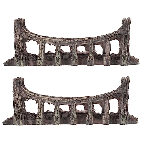 POPETPOP 2Pcs Fake Bridge Landscaping Ornament Realistic Aquarium Decor for Fish Tank Landscape Material Safe for Vivid and Lifelike Design
