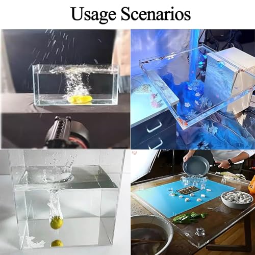Clear Acrylic Water Tank for Product Photography - Sturdy Display Tray, Underwater Studio Kit Drawer for Organizing Cosmetics & Props (11.8"x11.8"x3.9")