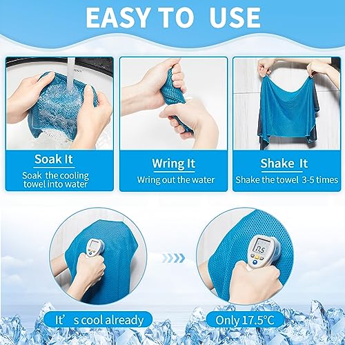 Honoson Cooling Towel Bulk - color: Blue, size: 32"x12"