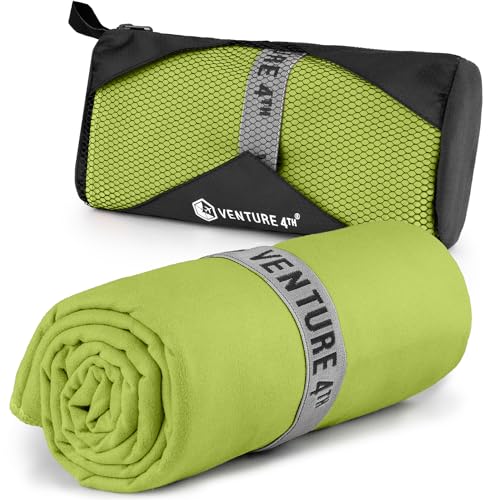 VENTURE 4TH Quick Dry Microfiber Towel for Camping & Gym - Lime XL - color: Lime, size: 72.00" x 31.50"