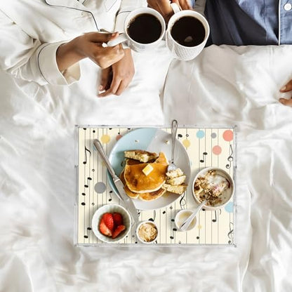 Acrylic Tray Clear Serving Vanity Ottoman Bathroom Coffee Table Countertop Organizer Raised Edge Spill Proof Multicolor Dot Music Notes - color: Multicolor Dot Music Notes