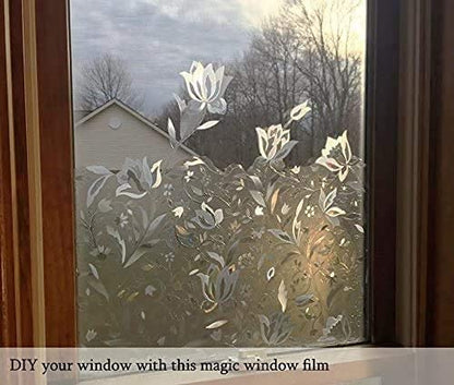 Frosted Glass Window Film 23.6" by 78.5" Glass Film Decorative Window Films Window Cling Film Static Cling No Glue Heat Control for Home Office